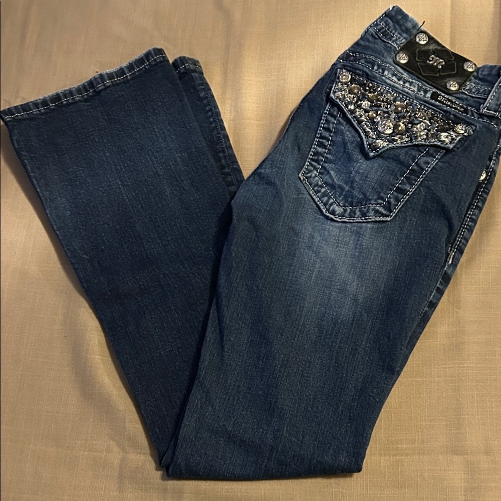 Miss Me Dark Blue Bootcut Jeans with Accents